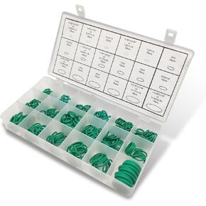 Pack-270 Automotive O-Ring Gasket Assortment Kit, High Temperature Resistant Rubber Air Conditioning Compressor Port Ring, 18 Specifications Multi-Functional Replacement, for Most Car (Green)