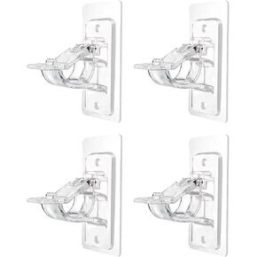 4PCS No Drill Curtain Rod Holders, Self Adhesive Curtain Rod Holder Hooks, No Nail Adjustable Curtain Rods Holder, Multipurpose Curtain Hooks for Bedroom Bathroom and Living Room