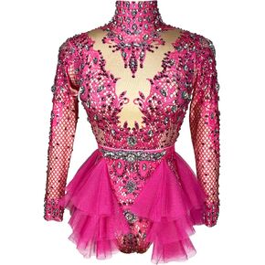 Tyian Fashion Rhinestone Bodysuit Women Stretch Pole Dance Nightclub Prom Drag Queen Costume Stage Club Show Dance Leotard