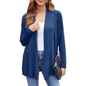 Bluetime Women Casual Lightweight Open Front Cardigans Soft Draped Long Sleeve Cardigans Dusters