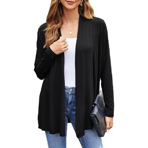 Bluetime Women Casual Lightweight Open Front Cardigans Soft Draped Long Sleeve Cardigans Dusters