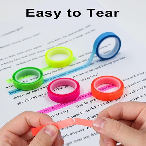 5 Rolls Highlighter Tapes, Colored Transparent Fluorescent Marking Stickers for Students & Teachers, 5/16-in Wide, 16.4ft Long in Saudi Arabia