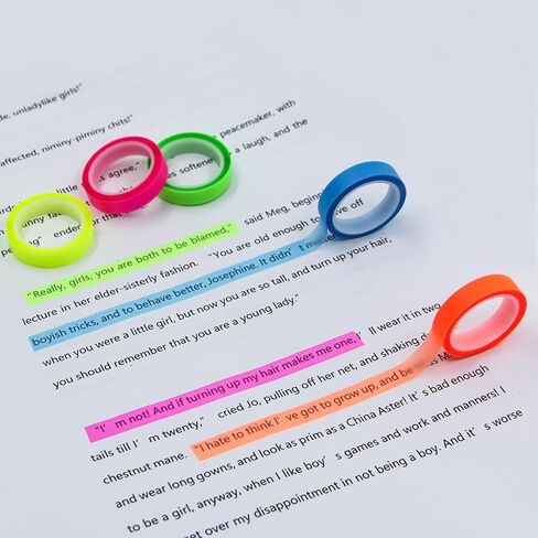 5 Rolls Highlighter Tapes, Colored Transparent Fluorescent Marking Stickers for Students & Teachers, 5/16-in Wide, 16.4ft Long in Saudi Arabia