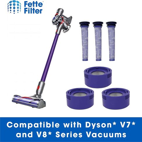 فلتر Fette - مجموعة استبدال فلتر المكنسة V8 المطورة المتوافقة مع Dyson V8 الإصدار الجديد SV25/ Dyson V8 Animal Extra 405901-01/Dyson V7 الطراز الجديد SV37 الجزء اللاسلكي # 965661-05 in Kuwait