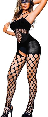 Sexy Fishnet Bodysuit For Women Sheer Lingerie, Rave Outfits Festival Dancer Club, Gothic Cutout Mesh Body Stockings in Saudi Arabia