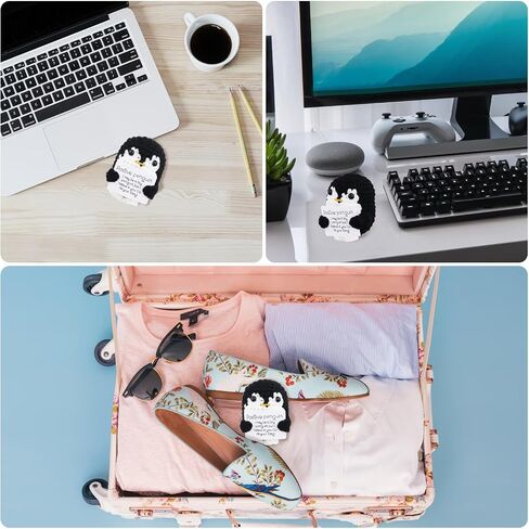 Funny Positive Penguin, 2.56in Emotional Support Penguin Toy with Positive Card Creative Cute Knitted Positive Penguin Gifts Crochet Handmade Doll for Friends Encouragement Decoration(Black) in Saudi Arabia