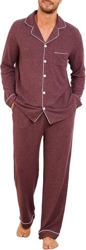 U2SKIIN Mens Ultra Soft Pajama Set, Stretch Long Sleeve Lounge Pjs Button-Down Lightweight & Cozy Sleepwear in Saudi Arabia