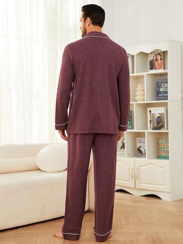 U2SKIIN Mens Ultra Soft Pajama Set, Stretch Long Sleeve Lounge Pjs Button-Down Lightweight & Cozy Sleepwear in Saudi Arabia