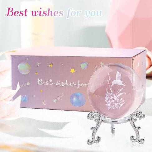 DomeStar كرة كريستال ثلاثية الأبعاد، 2.4 بوصة ثلاثية الأبعاد ليزر كريستال الكرة الجنية اليعسوب المجال الزجاجي لهدية عيد ميلاد المنزل وحفلات الزفاف وعيد الأم ديكور الحرف اليدوية وزن الورق in Kuwait