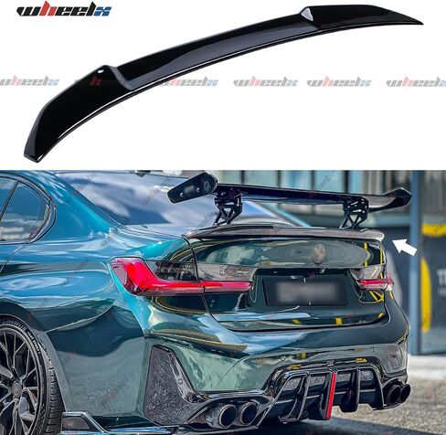 سبويلر خلفي متوافق مع 2019-2024 BMW G20 3 Series & G80 M3، CS Style Duckbill مناسب لـ 330i 330e 340i M3 M340i Sedan، الجزء الخارجي من صندوق السيارة وغطاء خلفي عالي الركلة (أسود لامع) in Saudi Arabia