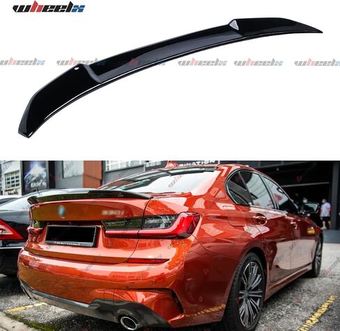 سبويلر خلفي متوافق مع 2019-2024 BMW G20 3 Series & G80 M3، CS Style Duckbill مناسب لـ 330i 330e 340i M3 M340i Sedan، الجزء الخارجي من صندوق السيارة وغطاء خلفي عالي الركلة (أسود لامع) in Saudi Arabia