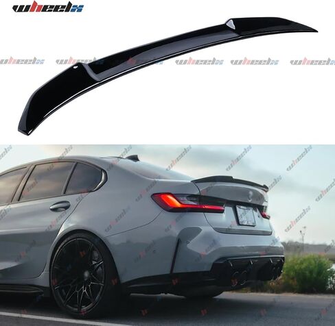 سبويلر خلفي متوافق مع 2019-2024 BMW G20 3 Series & G80 M3، CS Style Duckbill مناسب لـ 330i 330e 340i M3 M340i Sedan، الجزء الخارجي من صندوق السيارة وغطاء خلفي عالي الركلة (أسود لامع) in Saudi Arabia