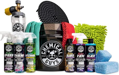 Chemical Guys HOL362 16-Piece Arsenal Builder Ceramic Car Wash & Protection Kit with Foam Gun, Bucket and (6) 16 oz Car Care Cleaning Chemicals (Works w/Garden Hose) in Saudi Arabia