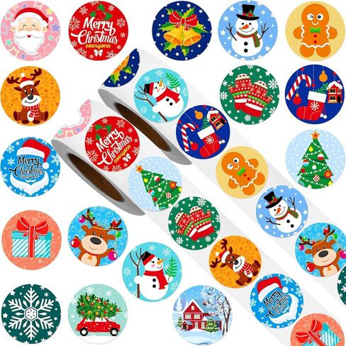 1000 Pieces Christmas Roll Stickers 1 Inch Winter Holiday Envelope Stickers Round Xmas Label Tag Seal Sticker for Christmas Party Supplies, Book, Cards, Water Bottles Decor in Saudi Arabia