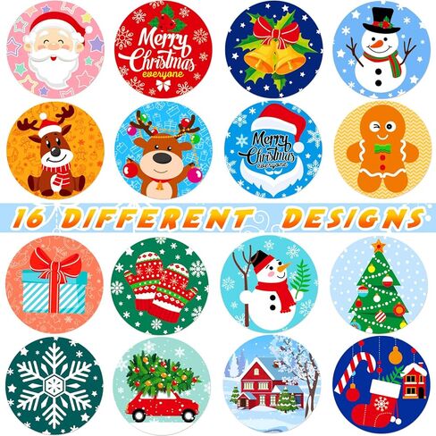 1000 Pieces Christmas Roll Stickers 1 Inch Winter Holiday Envelope Stickers Round Xmas Label Tag Seal Sticker for Christmas Party Supplies, Book, Cards, Water Bottles Decor in Saudi Arabia