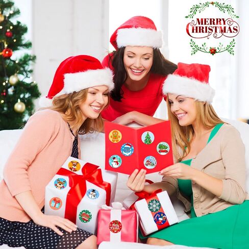 1000 Pieces Christmas Roll Stickers 1 Inch Winter Holiday Envelope Stickers Round Xmas Label Tag Seal Sticker for Christmas Party Supplies, Book, Cards, Water Bottles Decor in Saudi Arabia