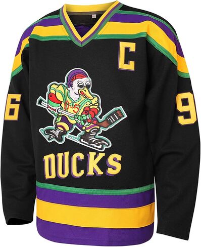 Mighty Ducks Jersey 96 Charlie Conway 99 Adam Banks Movie Ice Hockey Jersey, 90S Hip Hop Clothing for Party in Saudi Arabia