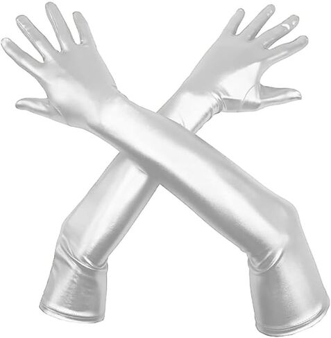 Men's and Women's Shiny Metallic Spandex Opera Party Costume Gloves Wet Look Gloves in Saudi Arabia