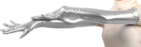 Men's and Women's Shiny Metallic Spandex Opera Party Costume Gloves Wet Look Gloves in Saudi Arabia