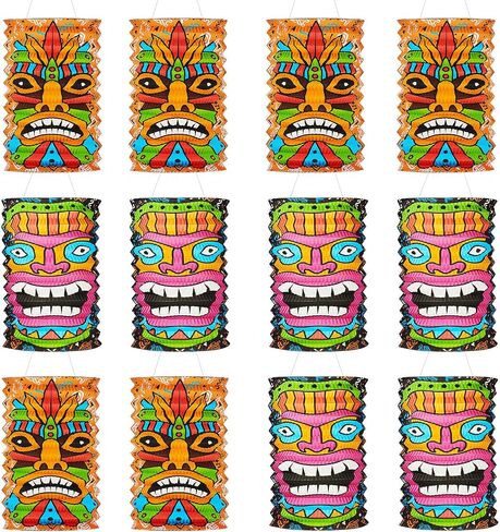 Hawaii Party Decorations Paper Lanterns Luau Tropical Hanging Supplies Lanterns for Birthday Outdoor Party Baby Shower Home Decoration (10 x 6.1 Inch, 6) in Saudi Arabia