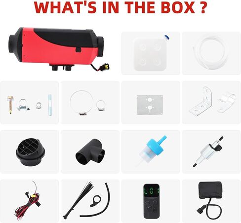 سخان هواء ديزل 5 كيلو وات، سخان ديزل 10 لتر 12 فولت مع جهاز تحكم عن بعد وشاشة LCD، سخان انتظار محمول للسيارة SUV RV مقطورة قارب التخييم والقوارب والقوافل in Kuwait