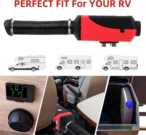 سخان هواء ديزل 5 كيلو وات، سخان ديزل 10 لتر 12 فولت مع جهاز تحكم عن بعد وشاشة LCD، سخان انتظار محمول للسيارة SUV RV مقطورة قارب التخييم والقوارب والقوافل in Kuwait