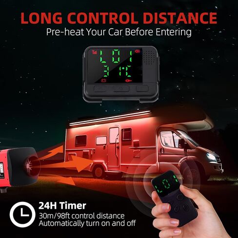 سخان هواء ديزل 5 كيلو وات، سخان ديزل 10 لتر 12 فولت مع جهاز تحكم عن بعد وشاشة LCD، سخان انتظار محمول للسيارة SUV RV مقطورة قارب التخييم والقوارب والقوافل in Kuwait