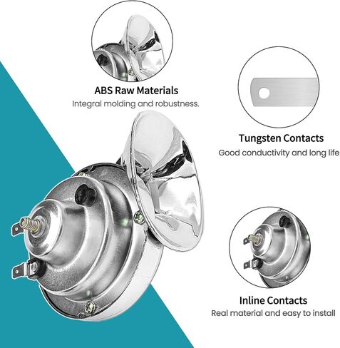 300DB Super Loud Car Horn, 12V Waterproof Car Air Electric Snail Horn, Auto High Low Tone Horn Replacement (Black TZ-101) in Kuwait