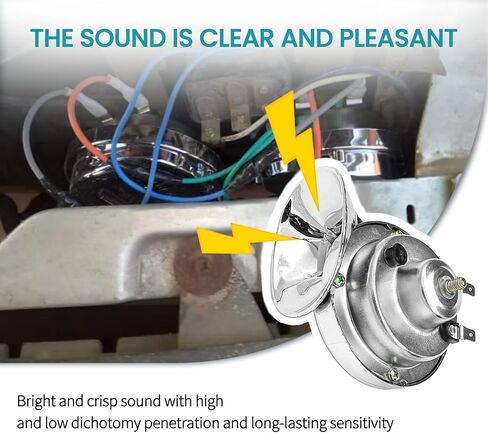 300DB Super Loud Car Horn, 12V Waterproof Car Air Electric Snail Horn, Auto High Low Tone Horn Replacement (Black TZ-101) in Kuwait