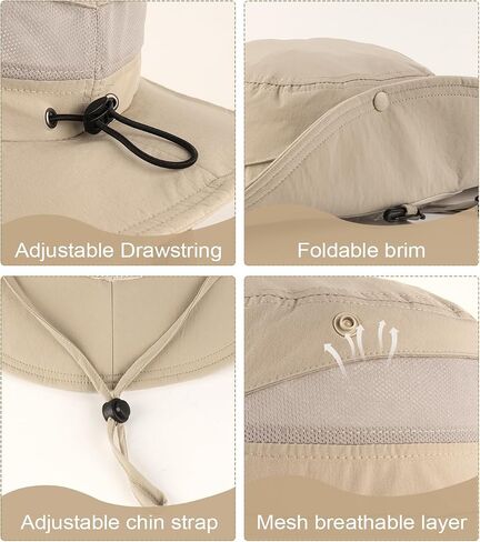 Zylioo 3XL/2XL/XL/L/M UV Boonie قبعة الشمس، كبيرة الحجم سريعة الجفاف تنفس قبعات الصيد، UPF قبعات صيفية رائعة مع حزام in Kuwait