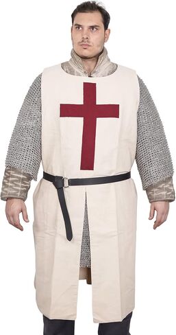 Medieval Knight Cloak & Tunic Templar Hooded Cap Crusader Cloak/Tunic Costumes Cosplay SCA (S-6XL) in Saudi Arabia