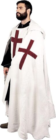 Medieval Knight Cloak & Tunic Templar Hooded Cap Crusader Cloak/Tunic Costumes Cosplay SCA (S-6XL) in Saudi Arabia