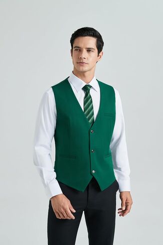 HISDERN Mens Suit Vest Business Formal Dress Vests for Men Solid Color Casual Wedding Tuxedo Party Waistcoat in Saudi Arabia