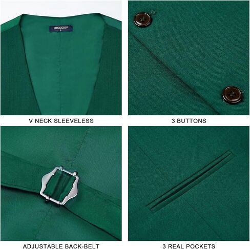 HISDERN Mens Suit Vest Business Formal Dress Vests for Men Solid Color Casual Wedding Tuxedo Party Waistcoat in Saudi Arabia