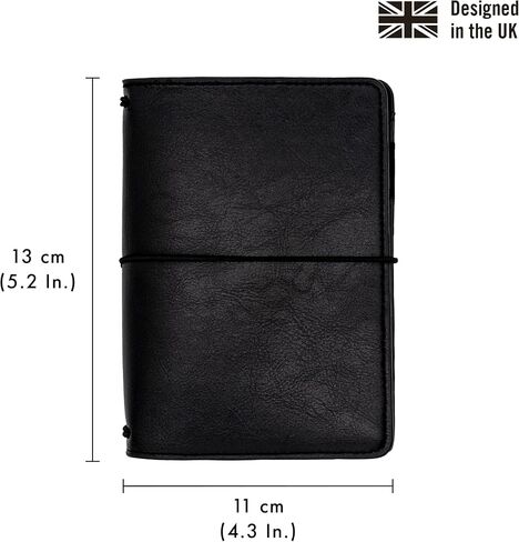 Pukka Pad, Carpe Diem A6 Notebook Cover and Passport Holder - 5.2 x 4.3 in - Features 4 Elastic Note Pad Holders, 2 Inside Pockets, Business Card Slot, and Pen Holder - Black in Saudi Arabia