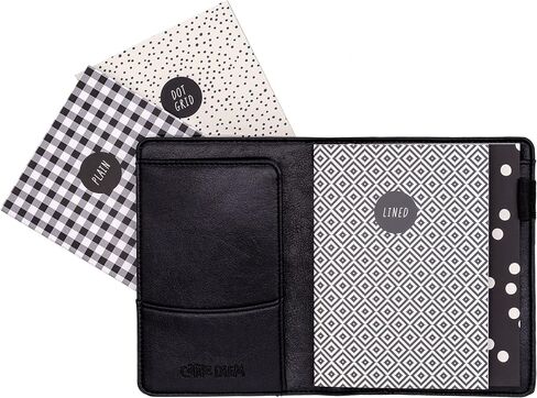 Pukka Pad, Carpe Diem A6 Notebook Cover and Passport Holder - 5.2 x 4.3 in - Features 4 Elastic Note Pad Holders, 2 Inside Pockets, Business Card Slot, and Pen Holder - Black in Saudi Arabia