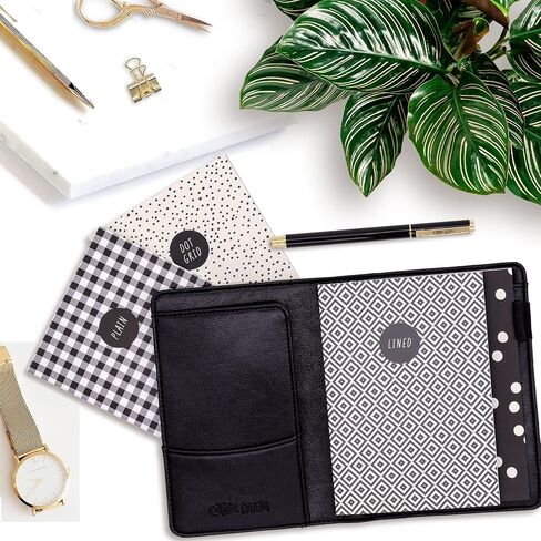 Pukka Pad, Carpe Diem A6 Notebook Cover and Passport Holder - 5.2 x 4.3 in - Features 4 Elastic Note Pad Holders, 2 Inside Pockets, Business Card Slot, and Pen Holder - Black in Saudi Arabia