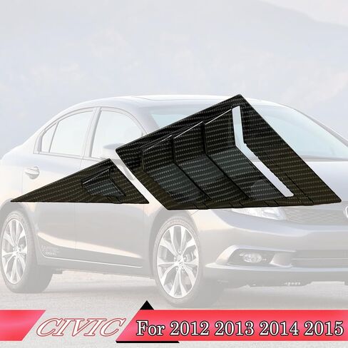 فتحات نافذة جانبية أمامية، قطعتان من ستائر غطاء فتحة التهوية لسيارة Honda Civic 9th Gen 2012 2013 2014 2015 - ملحقات ديكور رياضية من ألياف الكربون ABS in Saudi Arabia