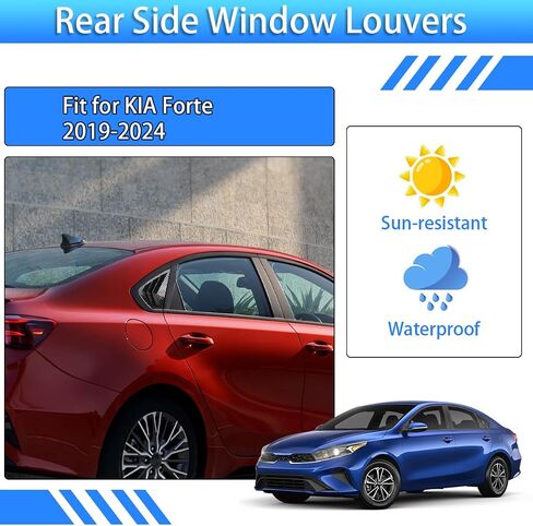 for Kia Forte 2024 2023 2022 2021 2020 2019 Window Louvers Rear Side Window Louvers Air Vent Scoop Shades Cover Blinds Trim Exterior Accessories 2PCS(Carbon Fiber) in Saudi Arabia