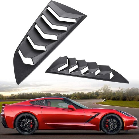 E-cowlboy الخلفية + كوة النافذة الجانبية لـ C7 Corvette Stingray Grand Sport Z51 Z06 ZR1 2014 2015 2016 2017 2018 2019 غطاء ظل الشمس للزجاج الأمامي GT Lambo Style (ABS أسود غير لامع) in Saudi Arabia