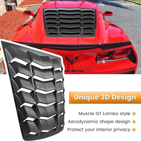 E-cowlboy الخلفية + كوة النافذة الجانبية لـ C7 Corvette Stingray Grand Sport Z51 Z06 ZR1 2014 2015 2016 2017 2018 2019 غطاء ظل الشمس للزجاج الأمامي GT Lambo Style (ABS أسود غير لامع) in Saudi Arabia