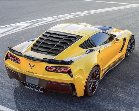 E-cowlboy الخلفية + كوة النافذة الجانبية لـ C7 Corvette Stingray Grand Sport Z51 Z06 ZR1 2014 2015 2016 2017 2018 2019 غطاء ظل الشمس للزجاج الأمامي GT Lambo Style (ABS أسود غير لامع) in Saudi Arabia