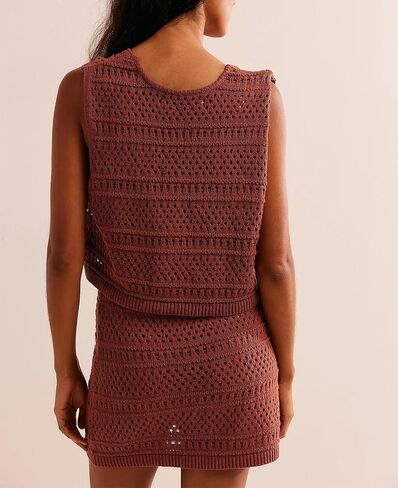 Yuemengxuan Crochet Skirt Sets Women 2 Piece Outfits Y2k Knit Tie Front Vest Top High Waist Bodycon Skirt Bikini Cover Up in Saudi Arabia