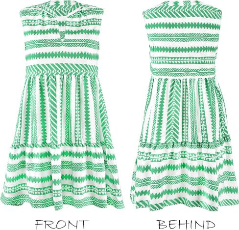 CUPSHE Women's Ruffle Beach Mini Dress Split V Neck A Line Sleeveless Geometric Stripe Tropical Leaf Pattern Summer Dresses in Saudi Arabia