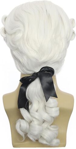 Elaine Men Judge Colonial Wigs 16 Inch Wavy Medium Length Wig Curly Washington Halloween Costume Cosplay Wig (White) in Saudi Arabia