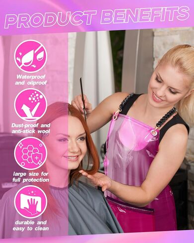 2 Pcs Clear Apron Transparent Apron for Hair Stylist Waterproof Hair Salon Work Apron with Pocket for Barber Nail in Saudi Arabia