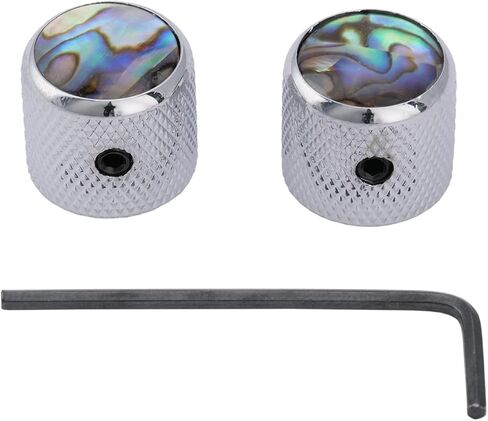Musiclily Pro 6mm Steel Abalone Top Telecaster Dome Knobs with Set Screw for Tele Electric Guitar or Precision Bass, Black (Set of 2) in Saudi Arabia