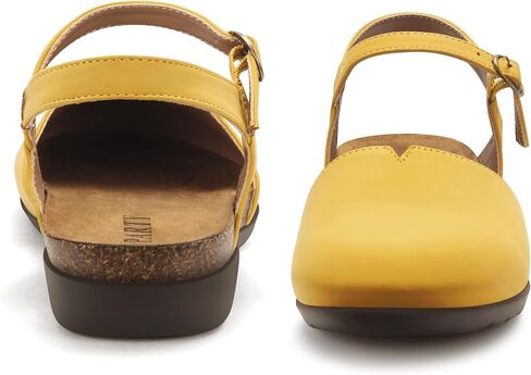 PARTY Closed Toe Sandals Women, Barefoot Arch Support Flat Sandals for Office Work and Travel with Comfortable Cork Footbed in Saudi Arabia
