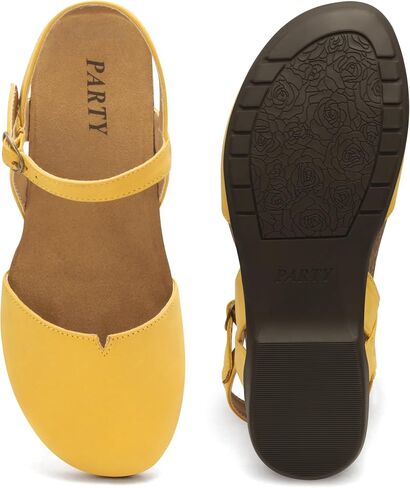 PARTY Closed Toe Sandals Women, Barefoot Arch Support Flat Sandals for Office Work and Travel with Comfortable Cork Footbed in Saudi Arabia