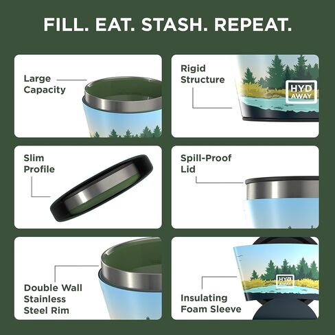 HYDAWAY 1.5-Cup Collapsible Insulated Bowl with Lid | BPA-Free, Leak-Resistant, and Ultra-Compact for Travel, Camping & Everyday Meals in Kuwait
